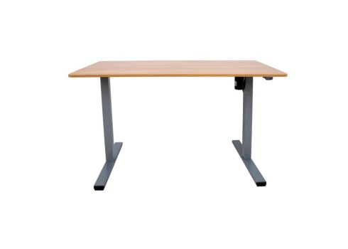 Töölaud ERGO OPTIMAL 1-mootoriga 140x70xH71-116cm, hikkoripuu/hõbehall