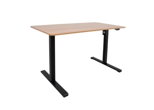 Töölaud ERGO OPTIMAL 1-mootoriga 140x70xH71-116cm, hikkoripuu/must