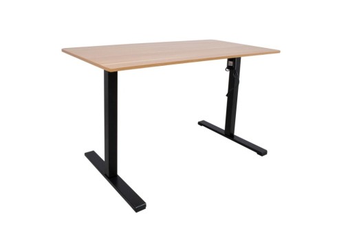 Töölaud ERGO OPTIMAL 1-mootoriga 140x70xH71-116cm, hikkoripuu/must