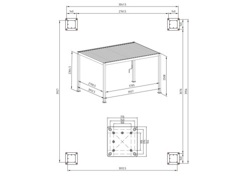 Varikatus MIRADOR-111 3x4m textilene seintega, tumehall