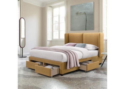 Voodi SUGI madratsiga HARMONY TOP 160x200cm, kollane