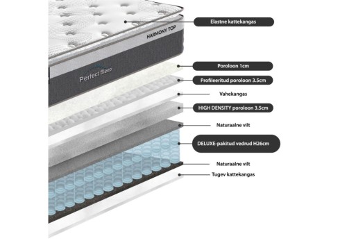 Voodi ROMAN madratsiga HARMONY TOP 160x200cm, hall