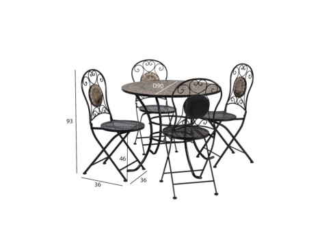 Aiamööblikomplekt MOSAIC laud ja 4 tooli