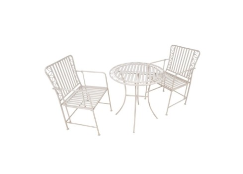 Rõdukomplekt JASMINE laud ja 2 tooli, antiikvalge metall