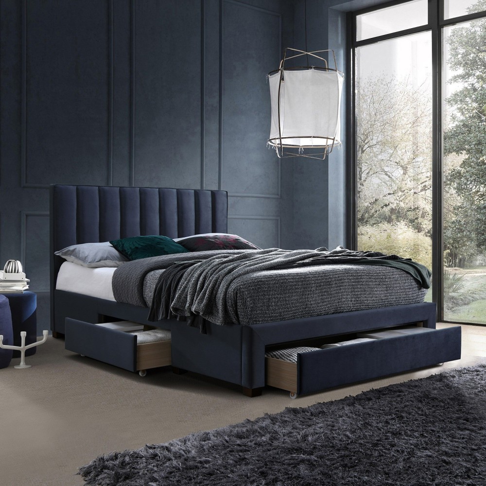 Voodi GRACE madratsiga HARMONY DELUX 160x200cm sinine