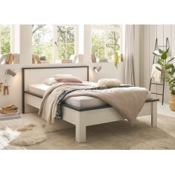 Voodi SHERWOOD valge mänd / hall, mööbel, magamistoamööbel, voodid