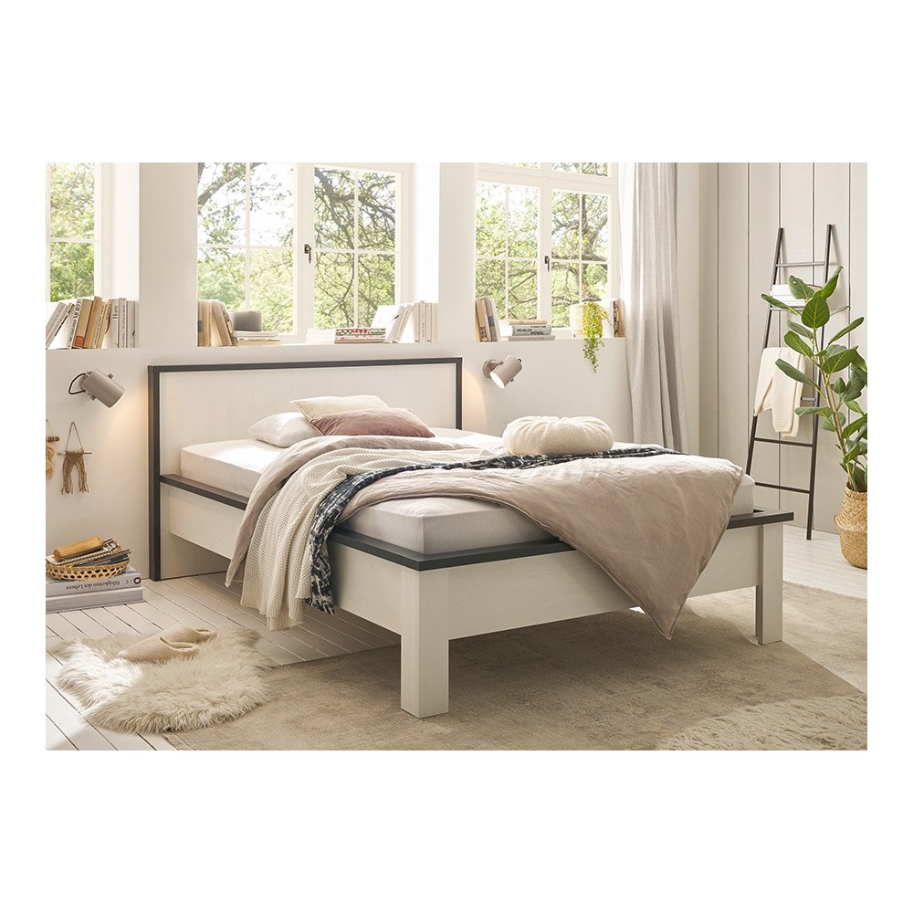 Voodi SHERWOOD valge mänd / hall, mööbel, magamistoamööbel, voodid