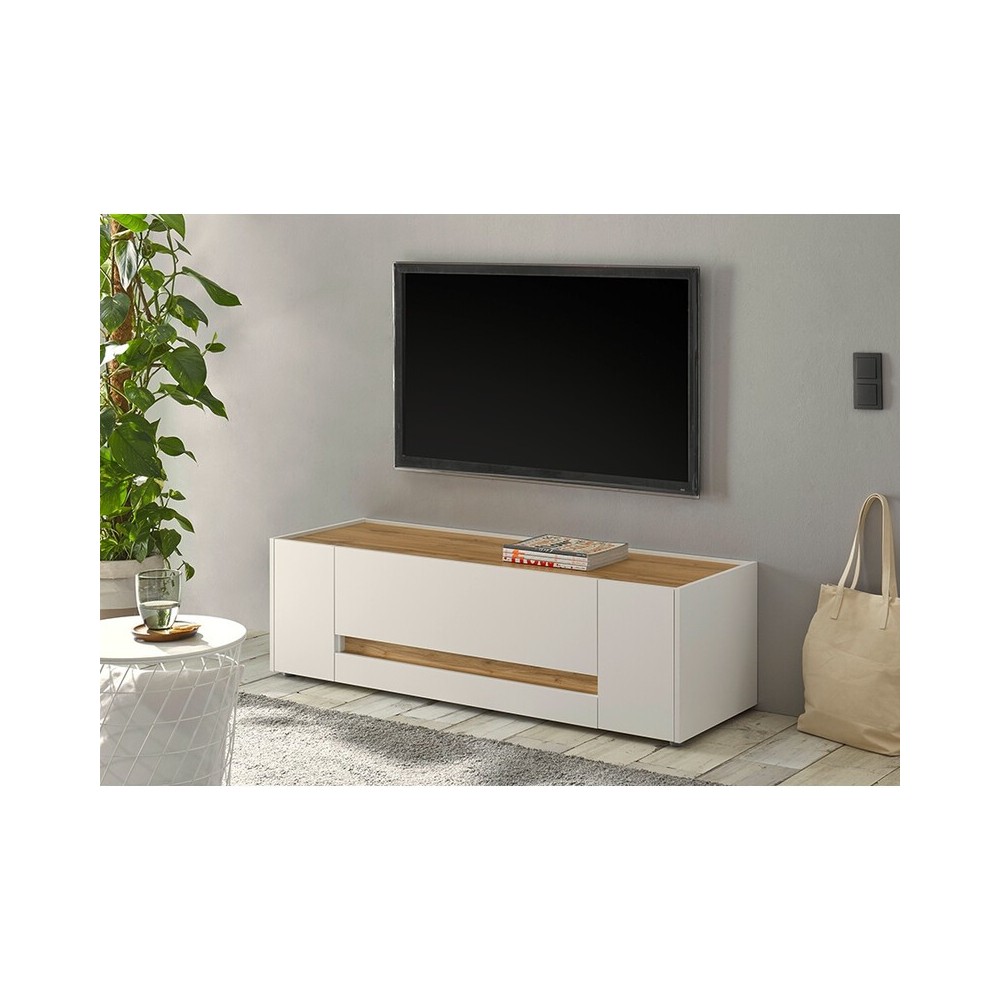 Tv-alus CITY valge / tamm, 140x45xH42 cm