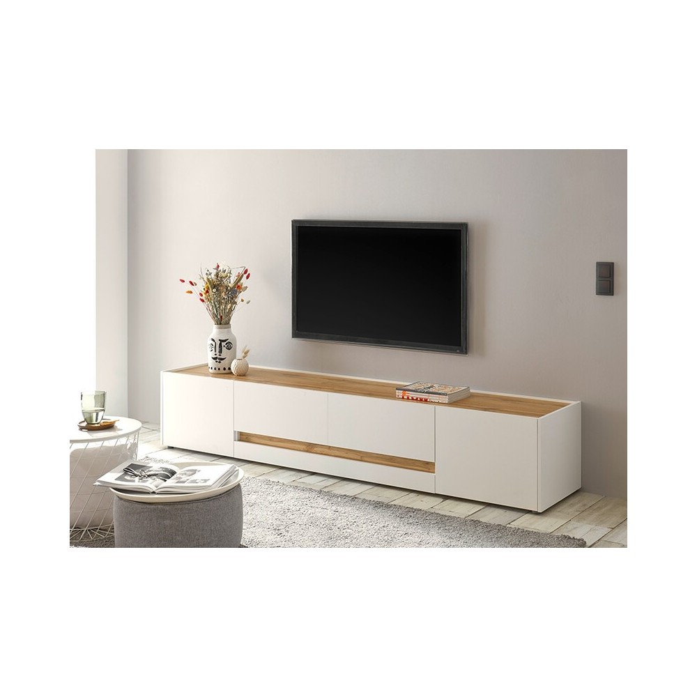 Tv-alus CITY valge / tamm, 223x45xH42 cm