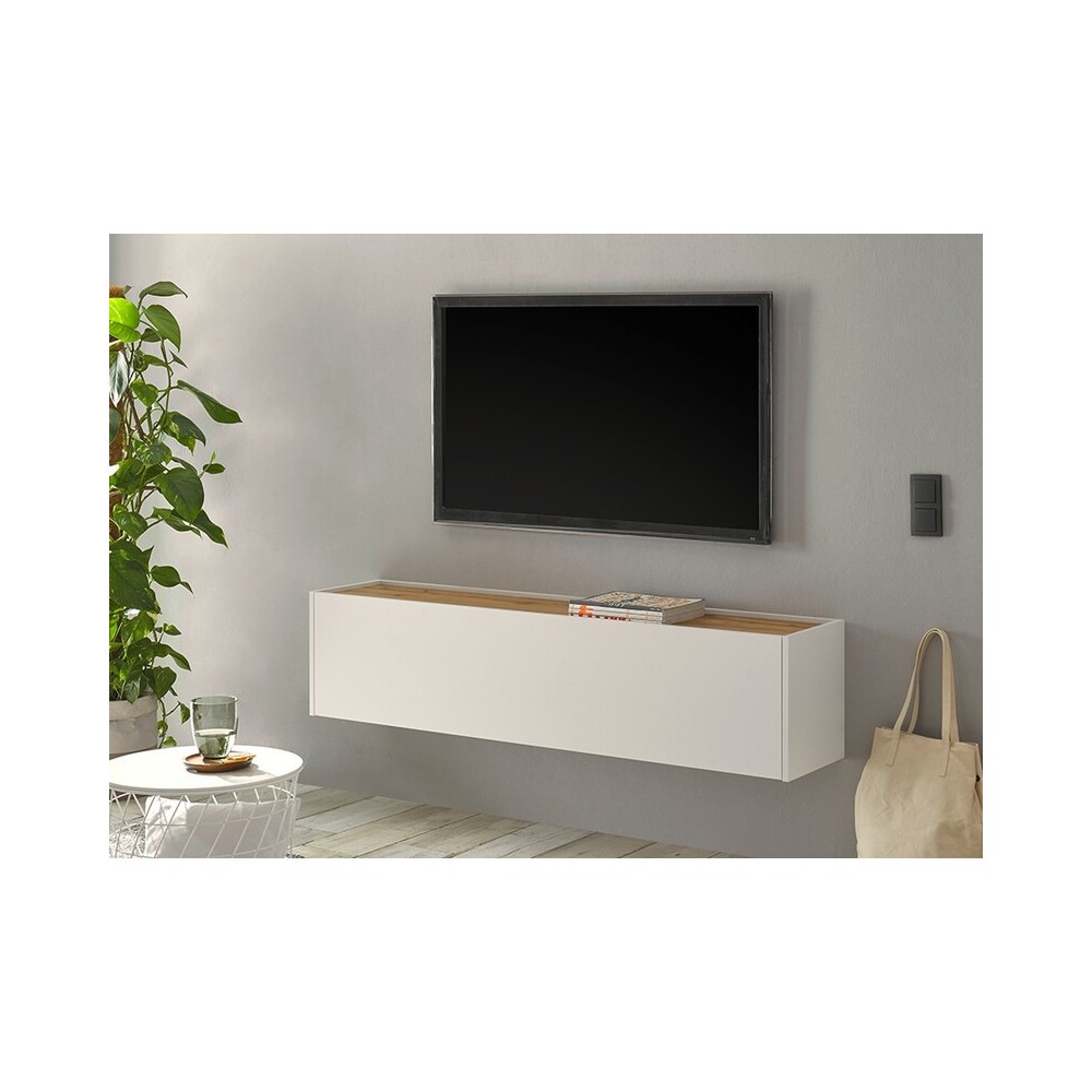 Tv-alus CITY valge / tamm, 150x30xH35 cm