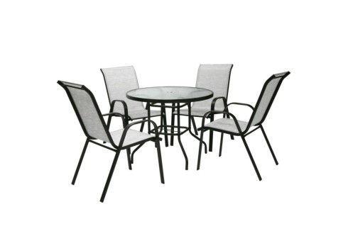 Aiamööblikomplekt DUBLIN laud ja 4 tooli, hõbehall