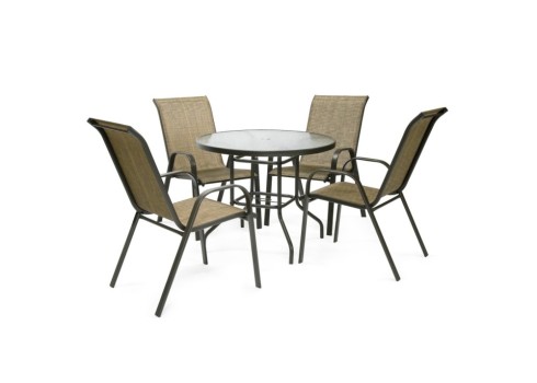 Aiamööblikomplekt DUBLIN laud ja 4 tooli, kuldpruun