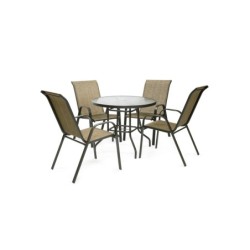 Aiamööblikomplekt DUBLIN laud ja 4 tooli, kuldpruun