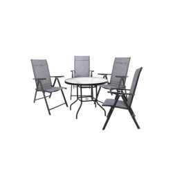 Aiamööblikomplekt DUBLIN laud ja 4 kokkupandavat tooli, hall