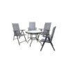 Aiamööblikomplekt DUBLIN laud ja 4 kokkupandavat tooli, hall