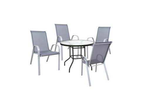 Aiamööblikomplekt DUBLIN laud ja 4 tooli, hall
