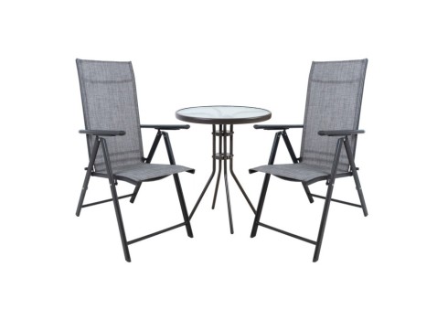 Aiamööblikomplekt DUBLIN laud ja 2 kokkupandavat tooli, hall