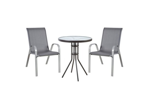 Aiamööblikomplekt DUBLIN laud ja 2 tooli, hall