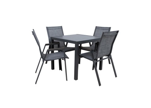 Aiamööblikomplekt DELGADO laud ja 4 tooli, hall