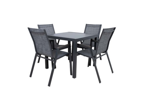 Aiamööblikomplekt DELGADO laud ja 4 tooli, hall