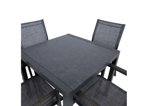 Aiamööblikomplekt DELGADO laud ja 4 tooli, hall