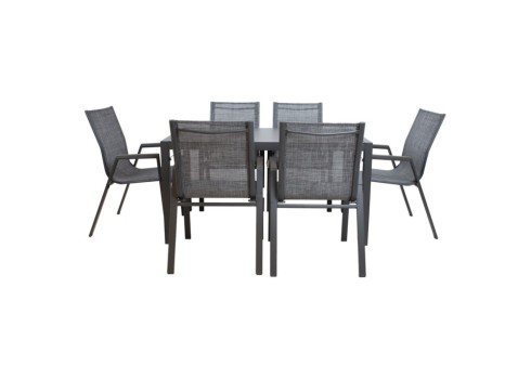 Aiamööblikomplekt DELGADO laud ja 6 tooli, hall