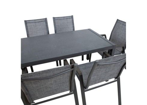 Aiamööblikomplekt DELGADO laud ja 6 tooli, hall