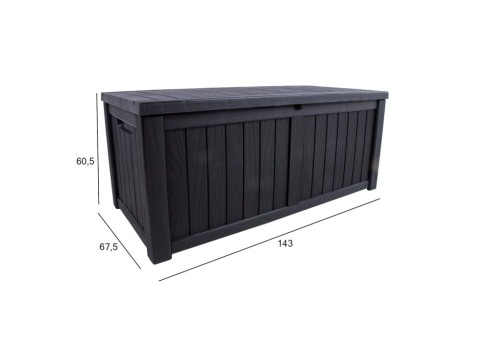 Säilituskast PRAIA 143x67,5x60,5cm-450L, must plastik