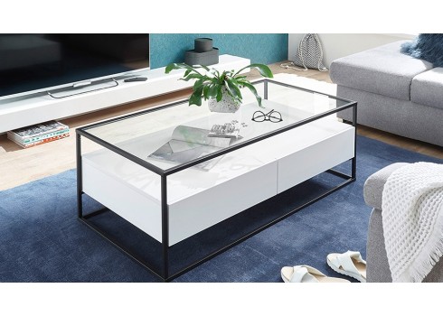 Diivanilaud EVORA valge / must, mööbel, elutoamööbel, diivanilauad