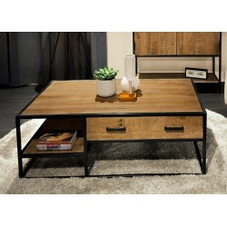 Diivanilaud STURDY naturaalne pruun / must, mööbel, elutoamööbel, laud