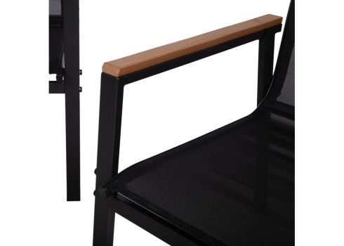 Aiamööblikomplekt CANAAN laud, pink ja 2 tooli, must