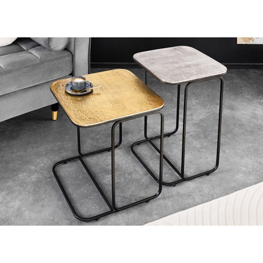 Diivanilaudade komplekt ABSTRACT kuldne / hõbe, 2 tk, mööbel, lauad