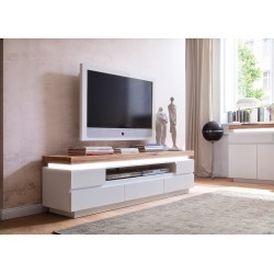 Tv-alus ROMINA valge / tamm, 175x40xH49 cm, LED, mööbel, elutoamööbel