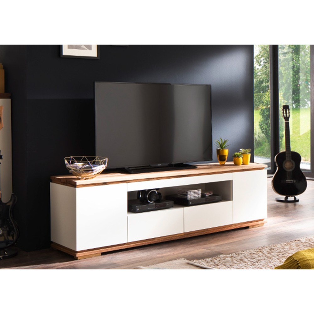 Tv-alus CHIARO valge / tamm, 202x40xH54 cm, mööbel, elutoamööbel