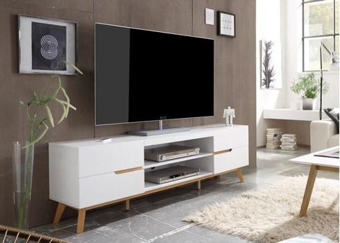 Tv-alus CERVO valge / tamm, 169x40xH56 cm, mööbel, elutoamööbel