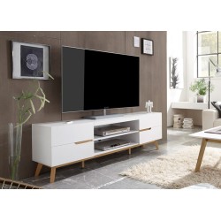 Tv-alus CERVO valge / tamm, 169x40xH56 cm, mööbel, elutoamööbel