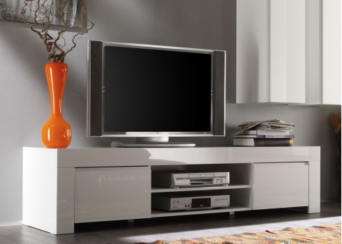 Tv-alus AMALFI valge läikega, 190x50xH45 cm, mööbel, elutoamööbel