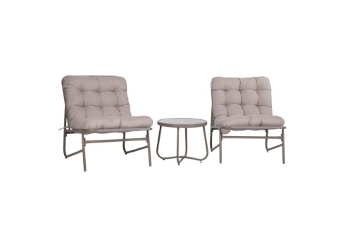 Aiamööblikomplekt JIVE laud ja 2 tooli, taupe