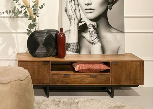 Tv-alus VALDEZ naturaalne puit / must, mööbel, elutoamööbel, tv-alused