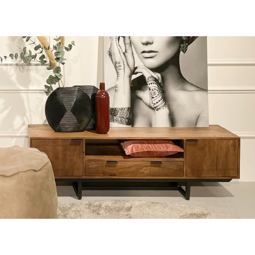 Tv-alus VALDEZ naturaalne puit / must, mööbel, elutoamööbel, tv-alused