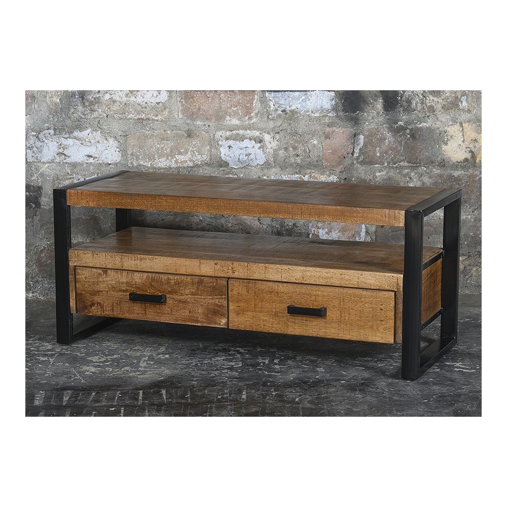 Tv-alus NAIROBI naturaalne puit / must mööbel, elutoamööbel, tv-alused