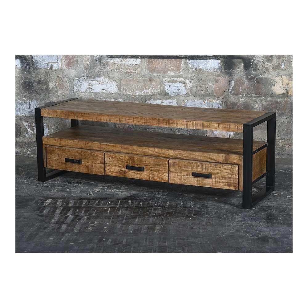 Tv-alus NAIROBI naturaalne puit / must mööbel, elutoamööbel, tv-alused