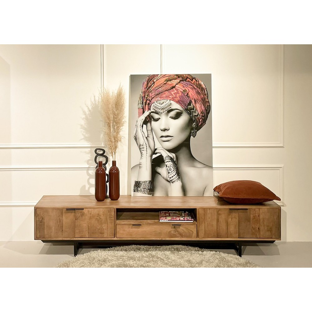 Tv-alus VALDEZ naturaalne puit / must, mööbel, elutoamööbel, tv-alused