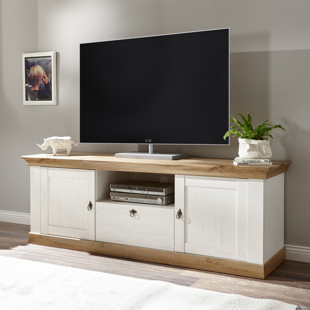 Tv-alus LANDHAUS valge mänd / tamm, mööbel, elutoamööbel, tv-alused