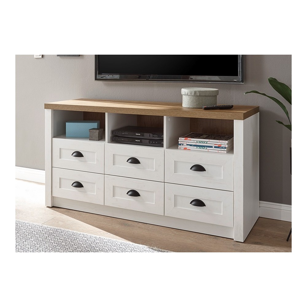 Tv-alus PROVENCE valge mänd / tamm,  mööbel, elutoamööbel, tv-alused