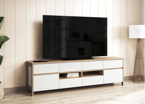 Tv-alus STRANDA valge / tamm, mööbel, elutoamööbel, tv-alused