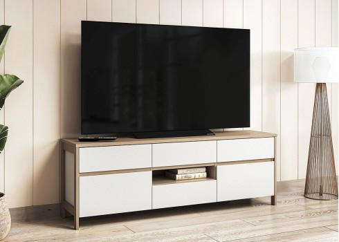 Tv-alus STRANDA valge / tamm, mööbel, elutoamööbel, tv-alused