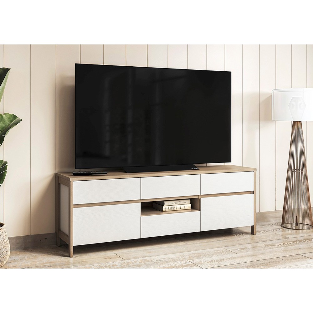 Tv-alus STRANDA valge / tamm, mööbel, elutoamööbel, tv-alused