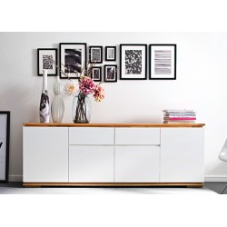 Kummut CHIARO valge / tamm, 182x40xH81 cm, mööbel, elutoamööbel