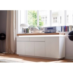 Kummut ROMINA valge / tamm, 175x40xH81 cm, LED, mööbel, elutoamööbel